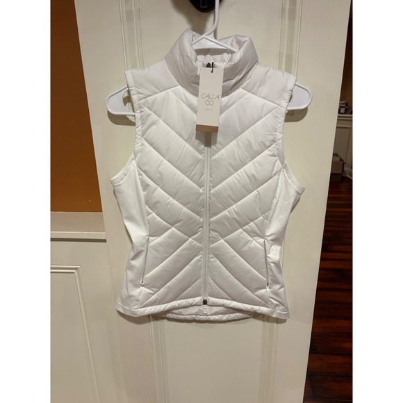 New Calia fall lightweight Quilted Vest Full Zip Sleeveless Puffer white $98 - Picture 6 of 14